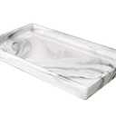 Marble Tray for Bathroom Counter Decor Ceramic Perfume Organizer Vanity Tray for Dresser Jewelry Dish Key Plate Rectangle Marble Sink Trays Countertop Organizer White, Large
