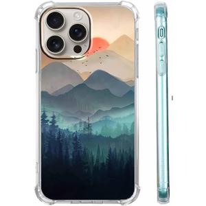 Mountain and Sunrise Case for iPhone 16 Pro,Natural Scenery Painting,Unique Soft TPU Bumper Case Compatible with iPhone 16 Pro