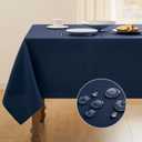 Veblandy Textured Tablecloth Rectangle Waterproof Table Cloth, Washable Table Cover Wrinkle Free Fabric Tabletop Decoration for Kitchen, Dining, Wedding, Parties, 52 x 70 Inch, Navy Blue