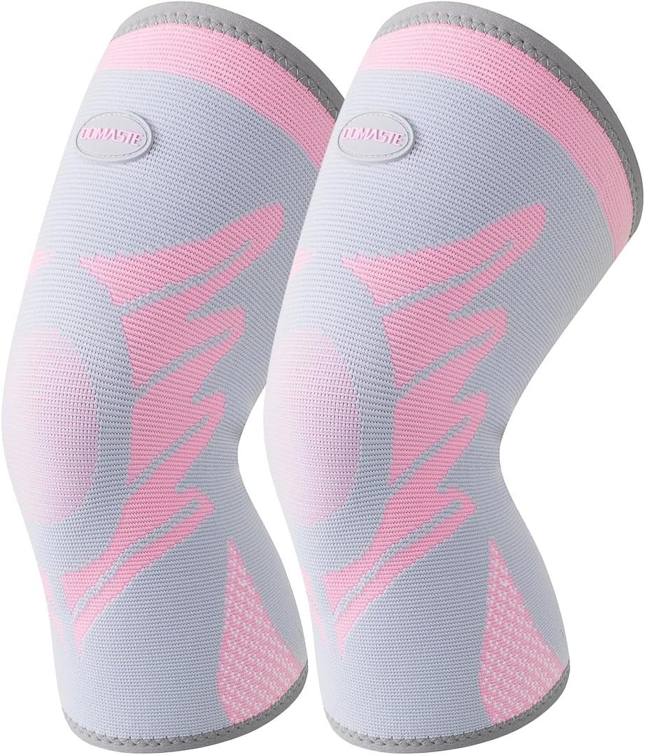 Sports Slim Knee Braces for Women - No-Slip Knee Compression Sleeve for Dance, Yoga, Knee Support for Knee Pain, Joint Pain Relief (Crystal Rose, M, 2 Pack)