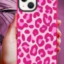 SAKUULO Magnetic for iPhone 14 Case Hot Pink Leopard Print Pattern [Compatible with MagSafe] Wireless Charge Strengthen Protection Cover, Hot Pink Leopard (6.1")