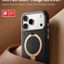 TORRAS Organic Leather for iPhone 17 Pro Case with Stand, Fit for Magsafe, 360 Spin Stand with Camera Control, Premium Leather Durable Stylish Q3 VegSkin for iPhone 17 Pro Phone Case, Midnight Black