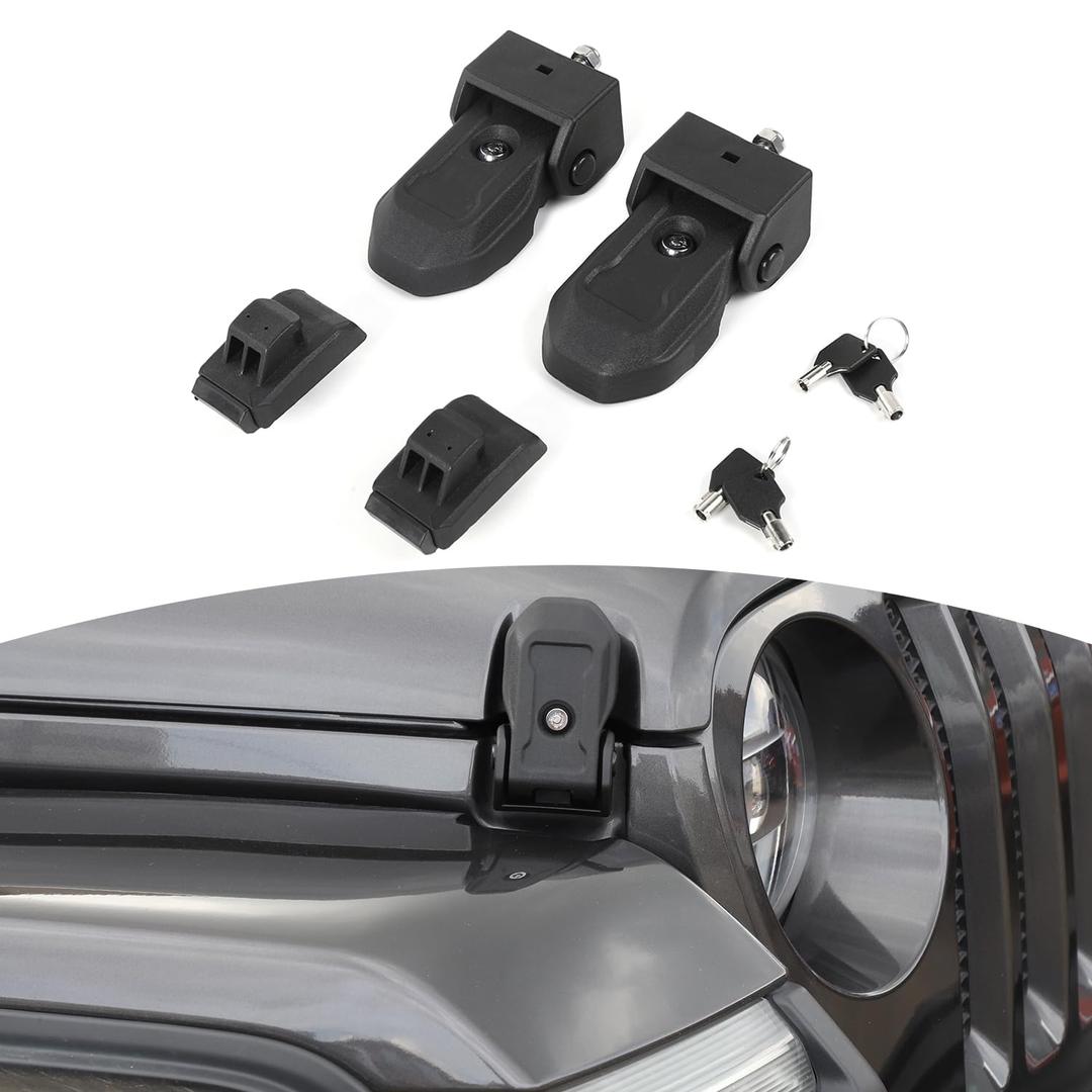 RT-TCZ for Jeep JL OEM Hood Latches Catch Locking with Key for Jeep Wrangler JL JLU 2018-Present for Gladiator JT 2020-Present Original Factory Black 2pcs