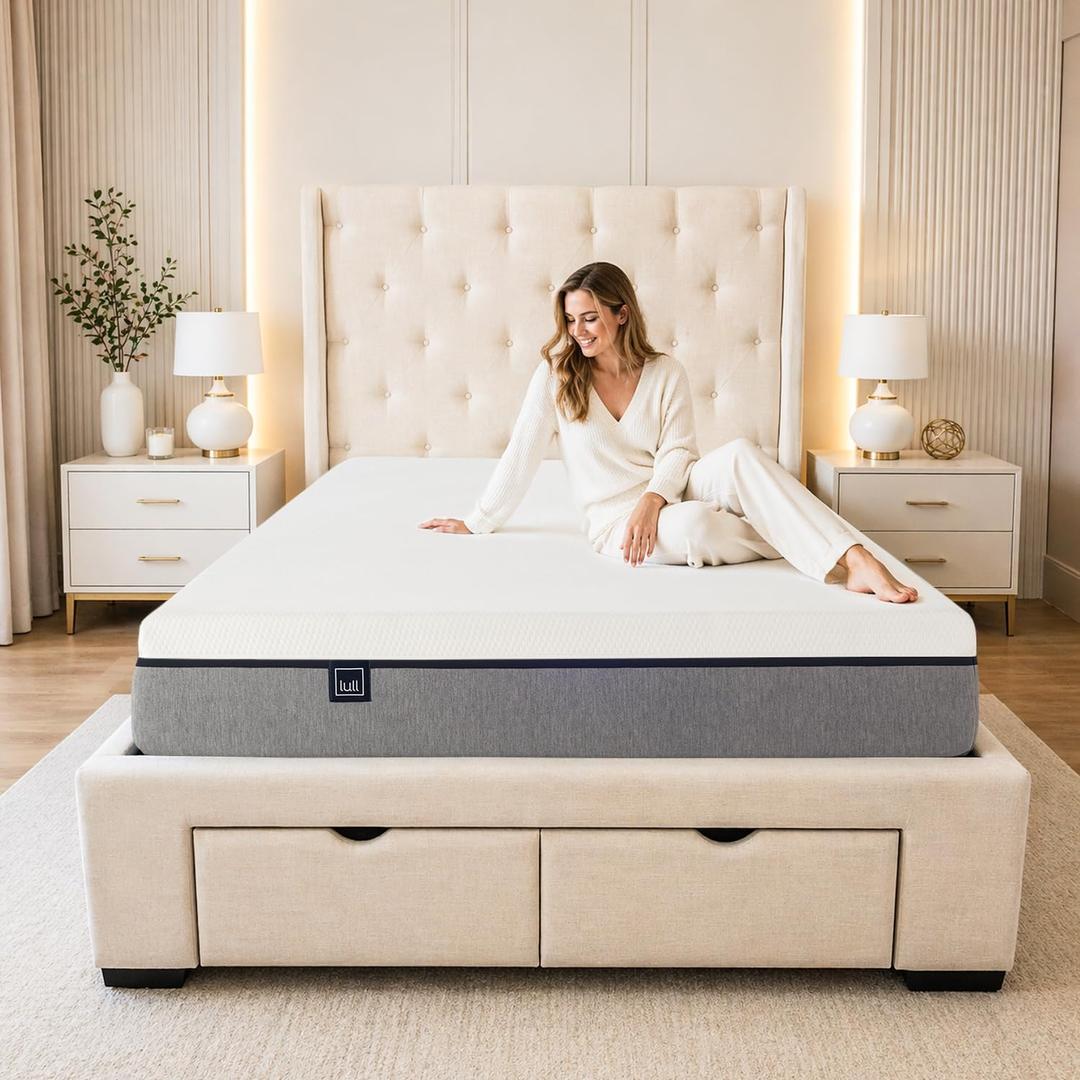 Lull Original 10" King Size Mattress Premium Memory Foam with Cooling Gel Tech, 5-Layer Therapeutic Support, Individually Wrapped Springs, Mid-Firm & Motion Isolation, 365-Night Trial King