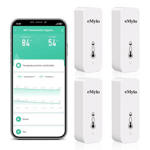 WiFi Thermometer Hygrometer, Wireless Indoor Temperature Sensor with App Alert, Free Data Storage Export, Smart Humidity Meter Monitor for Home Greenhouse, Compatible with Alexa, 4 PCS (with Battery)