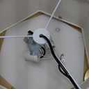 SGLfarmty 17.7" Gold Flush Mount Ceiling Light, 3-Light Farmhouse Light Fixture Ceiling Mount with Double Hexagonal Fabric Shade, Modern Drum Ceiling Mount Lamp for Bedroom Hallway Living Room