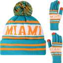 2 x Vintage Classic Skull Cap Beanie Hat Cuffed Winter Hat Knit Comes with Warm Gloves Gifts for Men Women Fans (Medium-Large)