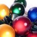 Set of 15 Multi Satin G50 Globe Christmas Lights - Green Wire