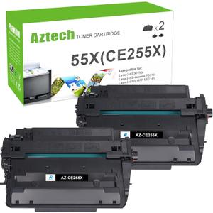 Aztech Compatible Toner Cartridge Replacement for HP CE255X 55X CE255A 55A LaserJet Enterprise P3015dn P3015x LaserJet Pro 500 MFP M521dn M521dw (Black, 2-Packs)