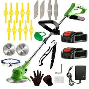 Weed Wacker, Electric Weed Wacker Brush Cutter with 2 X 21V Battery and Charger 3-in-1 Grass Cutter with 90 Adjustable Head Cordless Weed Wacker Weed Wacker for Gardens, Park, Lawns.