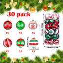 Hungdao 30 Pcs 2.36 Inches Shatterproof Christmas Tree Ball Ornaments Set, Plastic Red Green White Elf Glittering Xmas Hanging Bulbs Pendants for Christmas Tree Decoration Holiday Party Home Decor