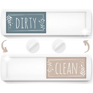 ASSURED SIGNS Stylish Clean Dirty Magnet for Dishwasher 7 x 2 Inch - Dishwasher Magnet Clean Dirty Sign for Kitchen with Sliding Indicator - Promotes Family Routines and Organization (Brown / Green With White Frame)