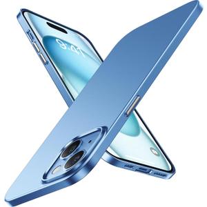 TORRAS Slim Fit Designed for iPhone 15 Case, [Ultra Thin as No Case on][Velvety Touch] Sturdy Protective Cover with Anti-Scratch Hard Plastic Super Slim Phone Case for iPhone 15 (6.1"), Blue