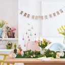 12" x 48" Easter Grass Table Runner with 5.7 Ft Easter Floral Egg Garland, Artificial Grass Table Runner Decorations for Spring Farmhouse Home Party Table Decor