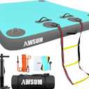 AWSUM Inflatable Floating Dock Air Dock Platform Floating Island Raft with None-Slip Surface for Pool Beach Ocean (5 x 6 ft, Mint Green/Gray)