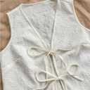 Verdusa Women's Vintage Floral Print Bow Tie Cowgirl Vest V Neck Sleeveless Jacket Outerwear (L)