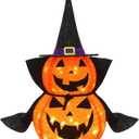 3FT Halloween Collapsible Pumpkin Decoration, 50 LED Pop-Up Pumpkin Lamp with Star Cap, Plug in Halloween Jack-O-Lantern with Metal Stand for Indoor Outdoor Garden Patio Party Decor