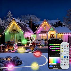 Permanent Outdoor Lights for House, IP67 Waterproof with 60 RGB+IC House Lights, 99.8ft Smart Christmas Lights Outdoor, DIY Scene for Halloween, Christmas Decor, Work with Google Assistant, Alexa