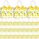 Moinchore 30 Pcs Yellow Lemon Gift Bags Bulk 5.5 x 4.7 x 2.5 in Mini Summer Fruit Favor Bags with Handles Bow Ribbon Wrap for Lemon Birthday Bridal Shower Wedding Party Supplies Family Holiday Travel