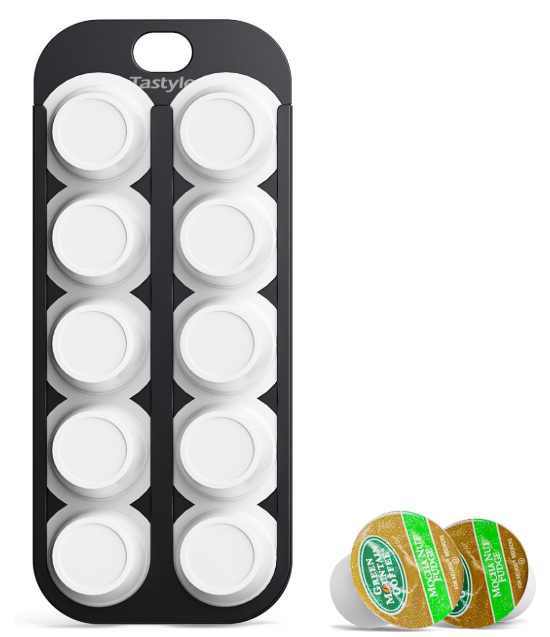 Tastyle Magnetic KPod Organizer for K Cup Coffee Pods. SelfMagnetic Coffee Pod Holder and Storage, Suitable to be Mounted on Iron Surfaces  Refrigerator (Black)