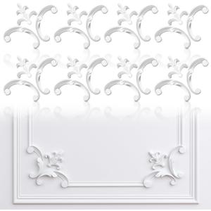 Pangda Corner Wall Molding French Style Wainscoting Panels Flora Moulding Corner Panel Wall Molding Kit for Cabinet Picture Frames Decor, Not Include Glue(8 Pcs,Fleur De Lis Style)