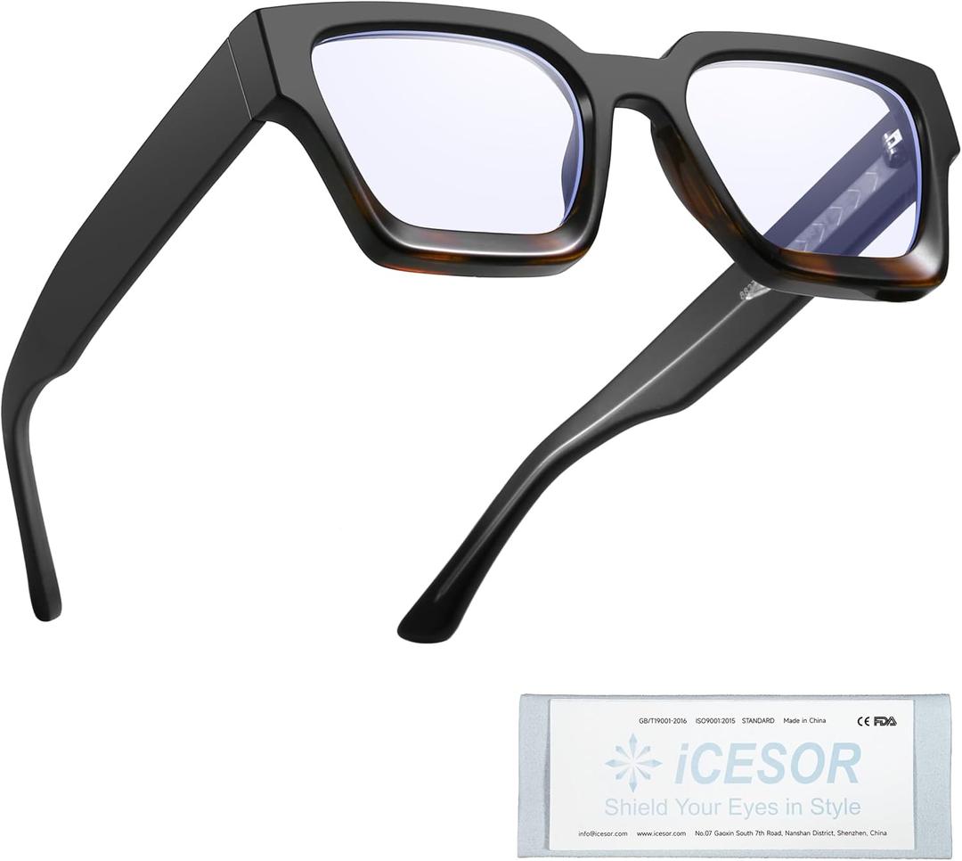 Thick Square Blue Light Blocking Glasses Trendy Chic Anti Eyestrain TV Computer Gaming for Women Men Dallas