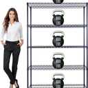 48"x18"x72" PRIME HEAVY DUTY Black 5-Tier Wire Shelving NSF 4000 LBS MAX Capacity Storage Rack for Commercial, School, Home, Garage, Warehouse, Industrial, and Hospital Uses (with Wheels)