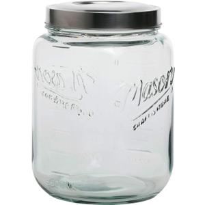 Mason Craft & More Airtight Kitchen Food Storage Clear Glass Pop Up Lid Canister, Large 3.7 Liter Pop Up Canister