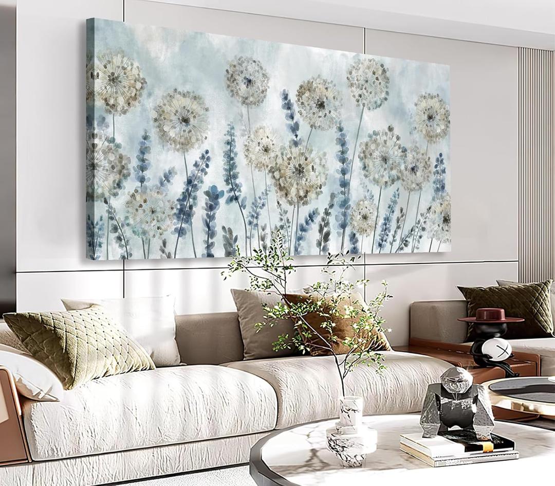 VEAEE Farmhouse Canvas Wall Art - Flowers Dandelion Wall Pictures,Living Room Decor,Nature Artwork Prints Abstract Grass Paintings for Bedroom Home Office Decoration 20"x40"