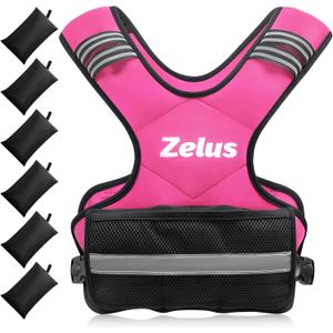 ZELUS Weighted Vest for Men and Women, 11-20lb Vest with 6 Ironsand Weights for Home Workouts | Adjustable Body Weight Vest Exercise Set for Cardio and Strength Training (Pink)