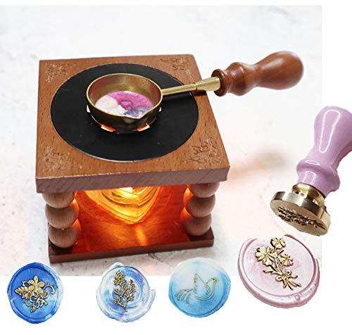 Wax Warmer for Seal Stamp, Wax Seal Stamp Warmer Kit, Wax Seal Stamp Set Sealing Wax Furnace Tool Melting Sealing Wax Seal Sticks Beads Wax Seal Spoon Holder Wedding Invitation Seal Stamp Kit