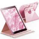 INFILAND Rotating Case for iPad 9th Generation (2021) / 8th Generation (2020) / 7th Generation (2019) 10.2 Inch 360 Rotating Cute Glitter Cover with Crystal Clear Back, Pencil Holder (Pink)
