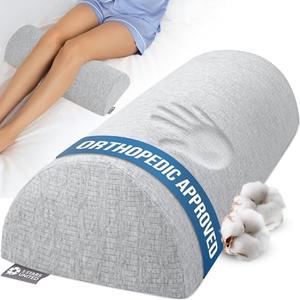 5 STARS UNITED Knee Pillow for Back Sleeping – Memory Foam Cushion for Sciatica Pain Relief – Under Leg Support for Sleeping on Back – Half Moon Bolster for Bed, Gray Cotton Cover 5 STARS UNITED Knee Pillow for Back Sleeping – Memory Foam Cushion for Sciatica Pain Relief – Under Leg Support for Sleeping on Back – Half Moon Bolster for Bed, Gray Cotton Cover