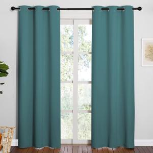 NICETOWN Thermal Insulated Solid Grommet Blackout Curtains/Drape for Living Room (Sea Teal, 1 Pair, 42 by 84-Inch) (42"W x 84"L (Pack of 2))