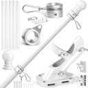 Anovo Flag Pole Kit- Upgraded Holder, Stainless Steel 6 FT Flag Poles with1 Inch Metal 360 Rotating Flag Pole Rings Two-Position Flag Pole Bracket Mounting for Outside House Porch(6 FT - White)