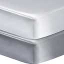 2 Pack Silk Crib Sheets for Baby with Sensitive Hair Satin Baby Mattress Sheet Boys and Girls Unisex 52x28x8 Fitted Sheets (Satin White & Gray)