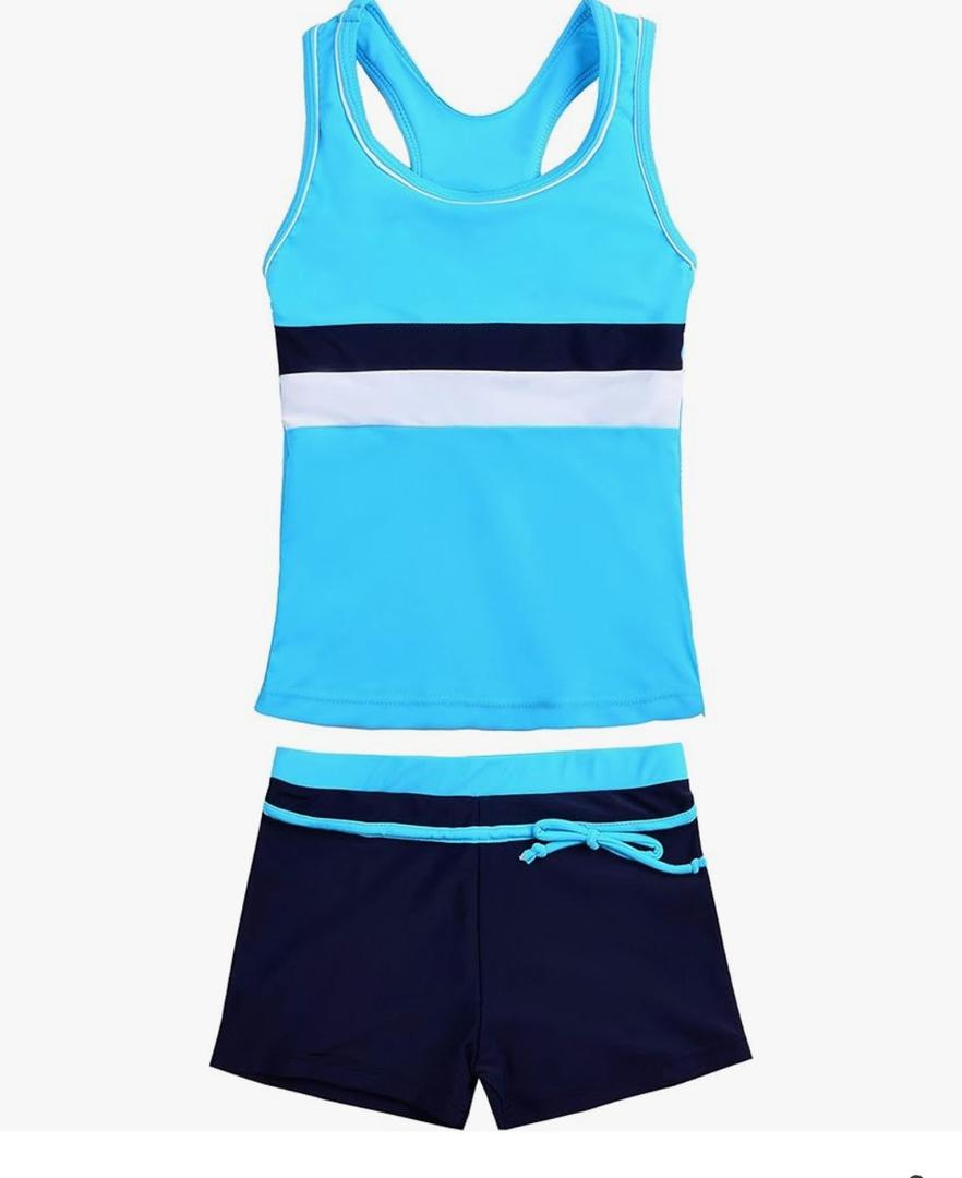 Uhnice Girls Swimsuit Two Piece Tankini Swimwear with Boyshort. size 5. XL