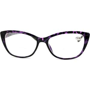 PASTL Clear Lens Glasses With Bifocal Reading Lens Womens Rectangular Cateye (Purple)