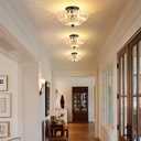 Semi Flush Mount Ceiling Light Fixture Vinatge Black Ceiling Lights Mid Century Modern Glass Close to Ceiling Lighting Fixtures for Bedroom Hallway Foyer Bathroom Kitchen Laundry Room Nursery