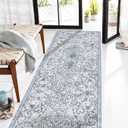 Area Rugs 2'x3' Washable Non-Slip, Floral Vintage Print Rug-Like Pattern PVC Area Mat for Kitchen, Stain Resistant Non-Slip Soft Rug for Living Room, Easy Clean Desk Chair Mat for Home Office Decor, Floral 