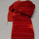 6 Inch Red Velvet Silk Frayed Wide Ribbon - Frayed Edge Velvet Ribbon for Christmas Decorations, Tree Toppers, Bows, Wreaths, Flower Bouquets, Dress Sashes, Wedding (5 Yards) (6 inch, red)