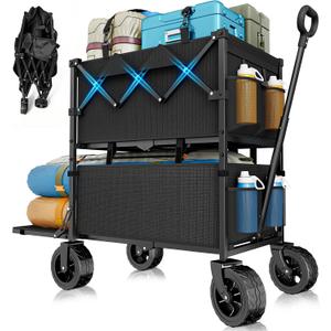 X-cosrack Compact 2-Tier Double Decker Collapsible Wagon for Camping Beach