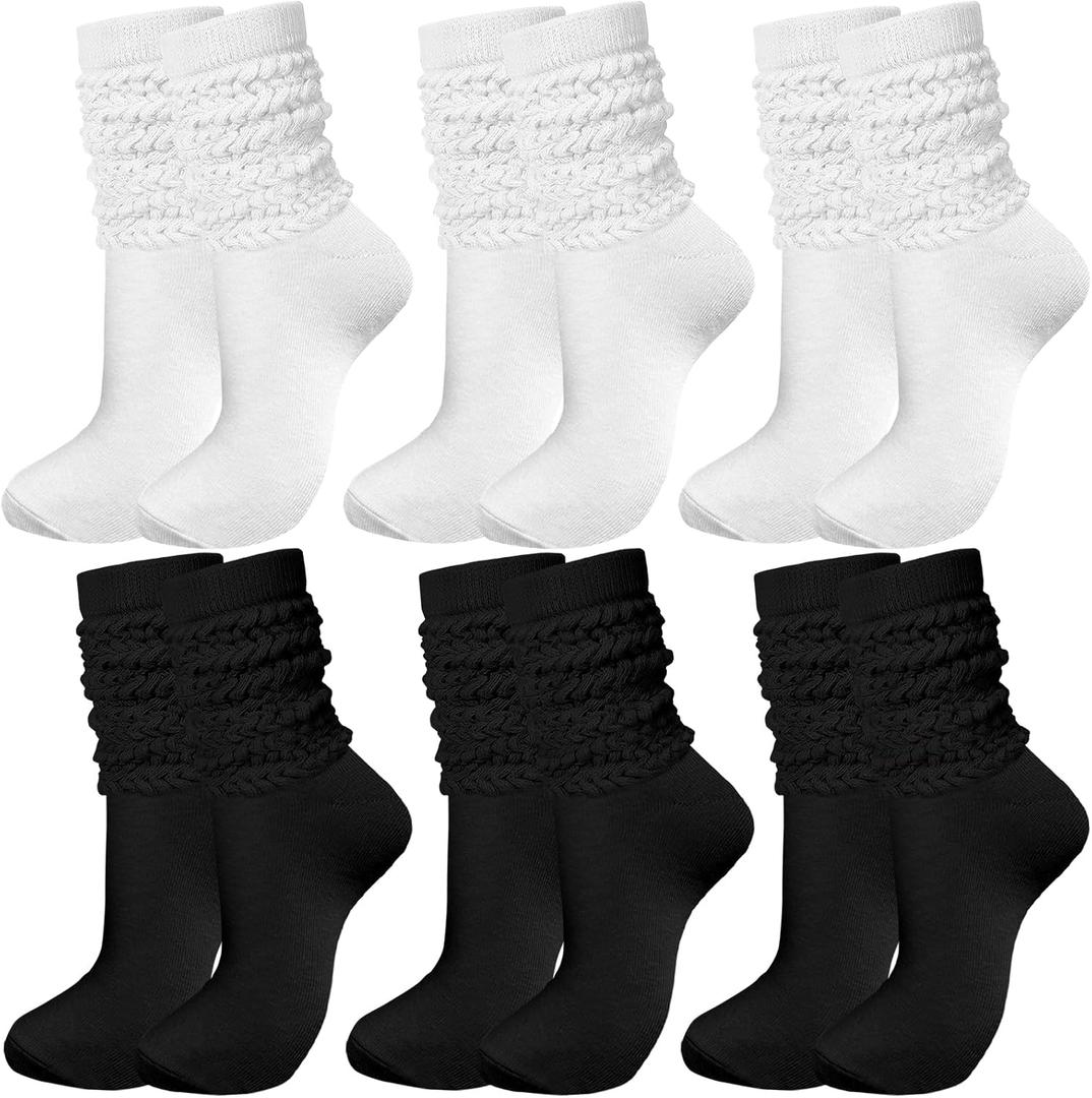 6 Pairs Slouch Socks for Women, Soft Extra Long Thick High Slouch Slouchy Sock for Women Mothers Gifts