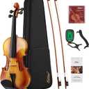 Eastar 4/4 Violin Set Full Size Fiddle Solidwood for Adults with Hard Case, Shoulder Rest, Rosin, Two Bows, Clip-on Tuner and Extra Strings, EVA-330