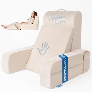 Kayfia Reading Pillow, Gel Memory Foam Back Rest Pillow, 19", Ivory, Standard