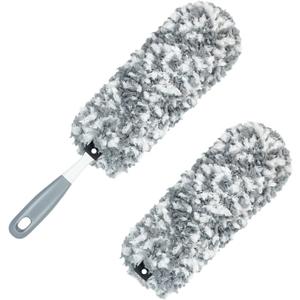 Microfiber Duster with an Extra Washable and Reusable Duster Head, Microfiber Dusters for Household Cleaning, Gray