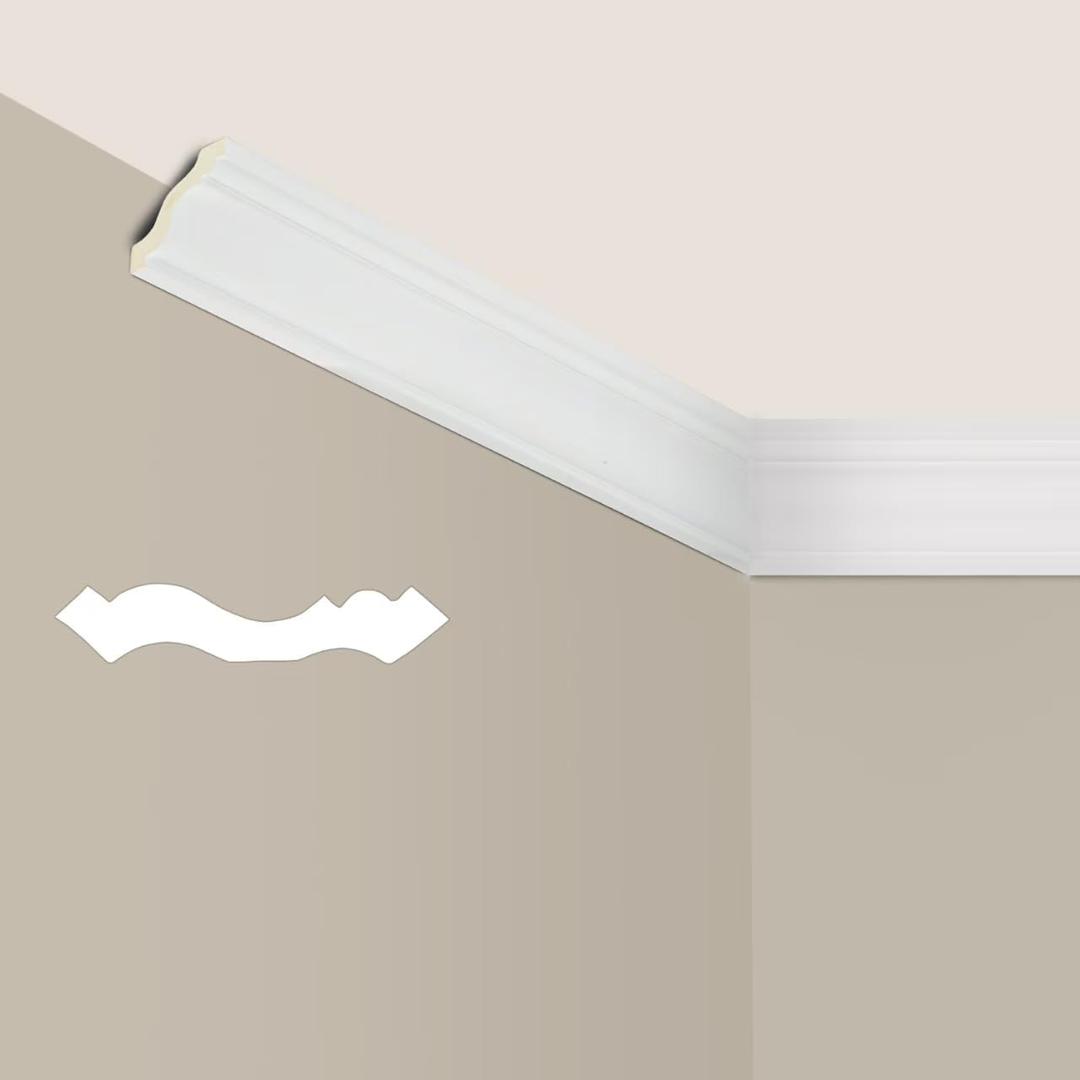 10-Pcak Ceiling Crown Molding TrimCrown Molding Total Length 40 FtLightweight High-Impact Polystyrene Decorative Ceiling MouldingCeiling Trim- Installed with Glue, White