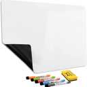 Magnetic Dry Erase Whiteboard for Refrigerator  Magnetized, Removable, Residue-Free Art and Memo Board for Home and Office  Magnetic Markers & Eraser Included (12 x 8 Inches)
