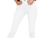 Hybrid & Company Womens Classic Denim Mid Rise Skinny Jeans Super Stretch Pants (13, High Waist White)