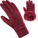 Cold Weather Womens Gloves, Winter Gloves for Women Thermal Warm Fleece Lined, Touchscreen Gloves for Christmas Gifts (Large, Red)
